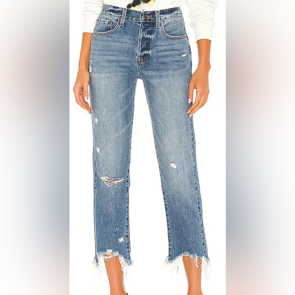 Pistola CroppedAnkle Fringe Distressed Jeans 25